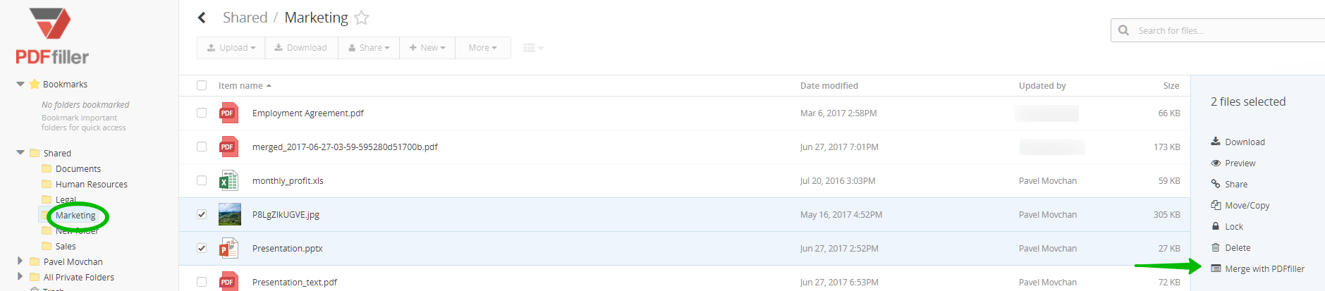 PDFfiller integration with Egnyte