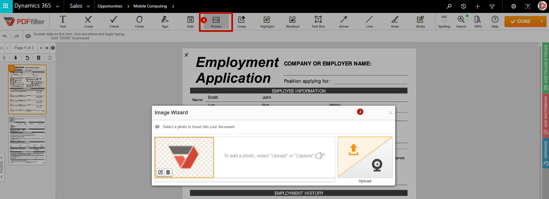 DaDaDocs for integration with Dynamics 365