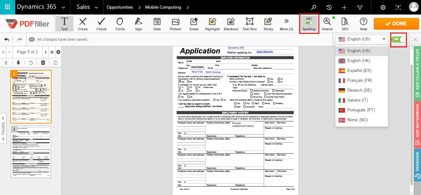 DaDaDocs for integration with Dynamics 365