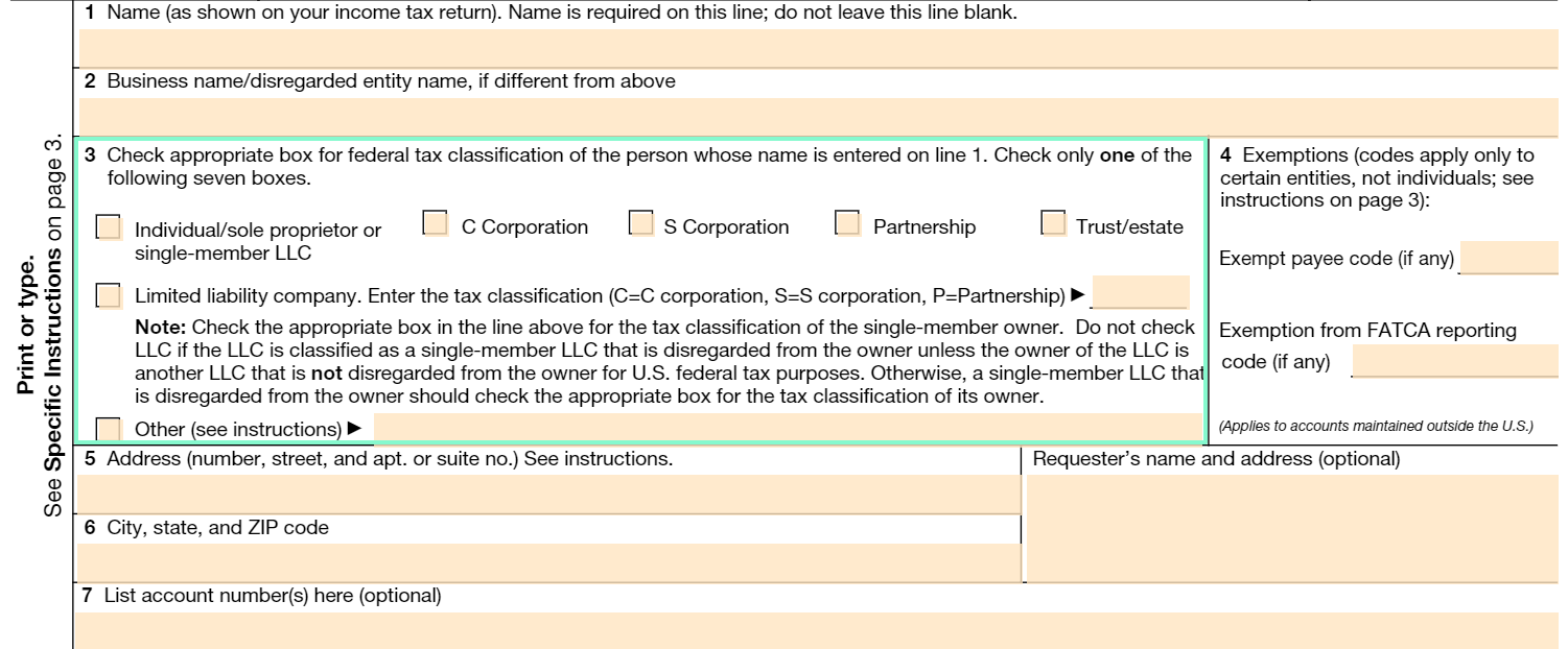 w-9 tax form box 3