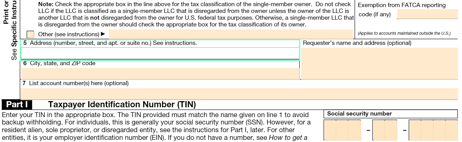 online w-9 box 5