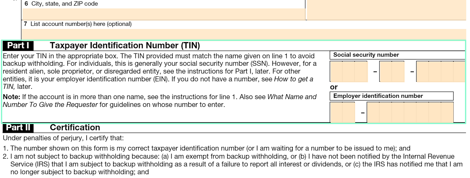 form w-9 part 1