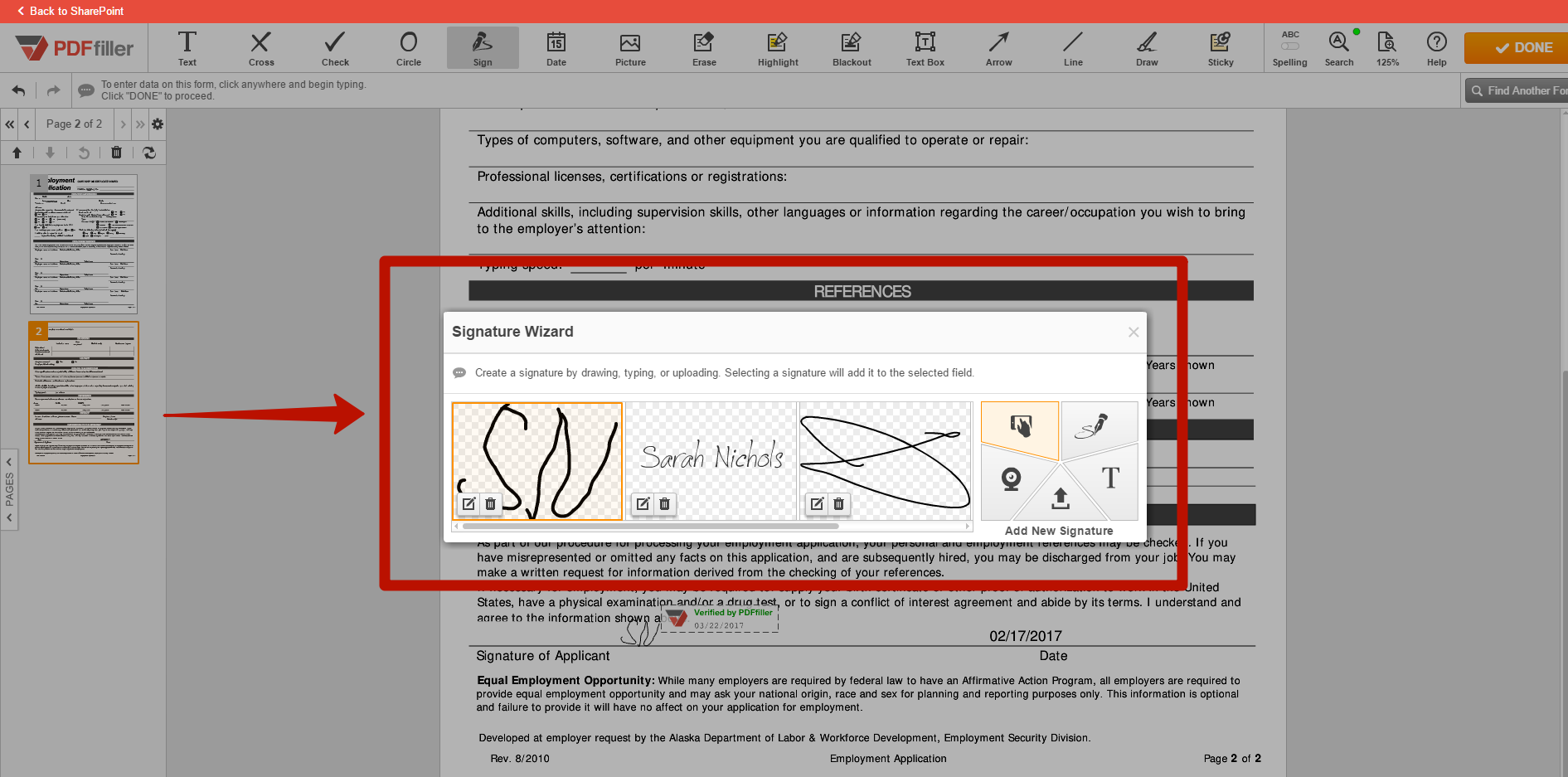 PDFfiller integrates with SharePoint account
