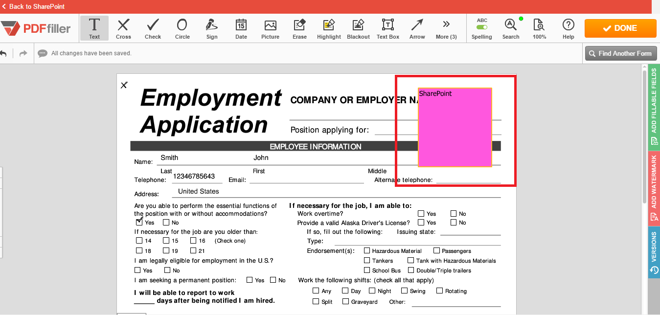 PDFfiller integrates with SharePoint