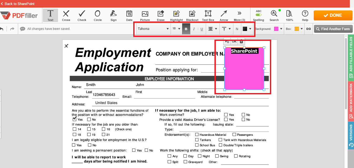 PDFfiller integrates with SharePoint account