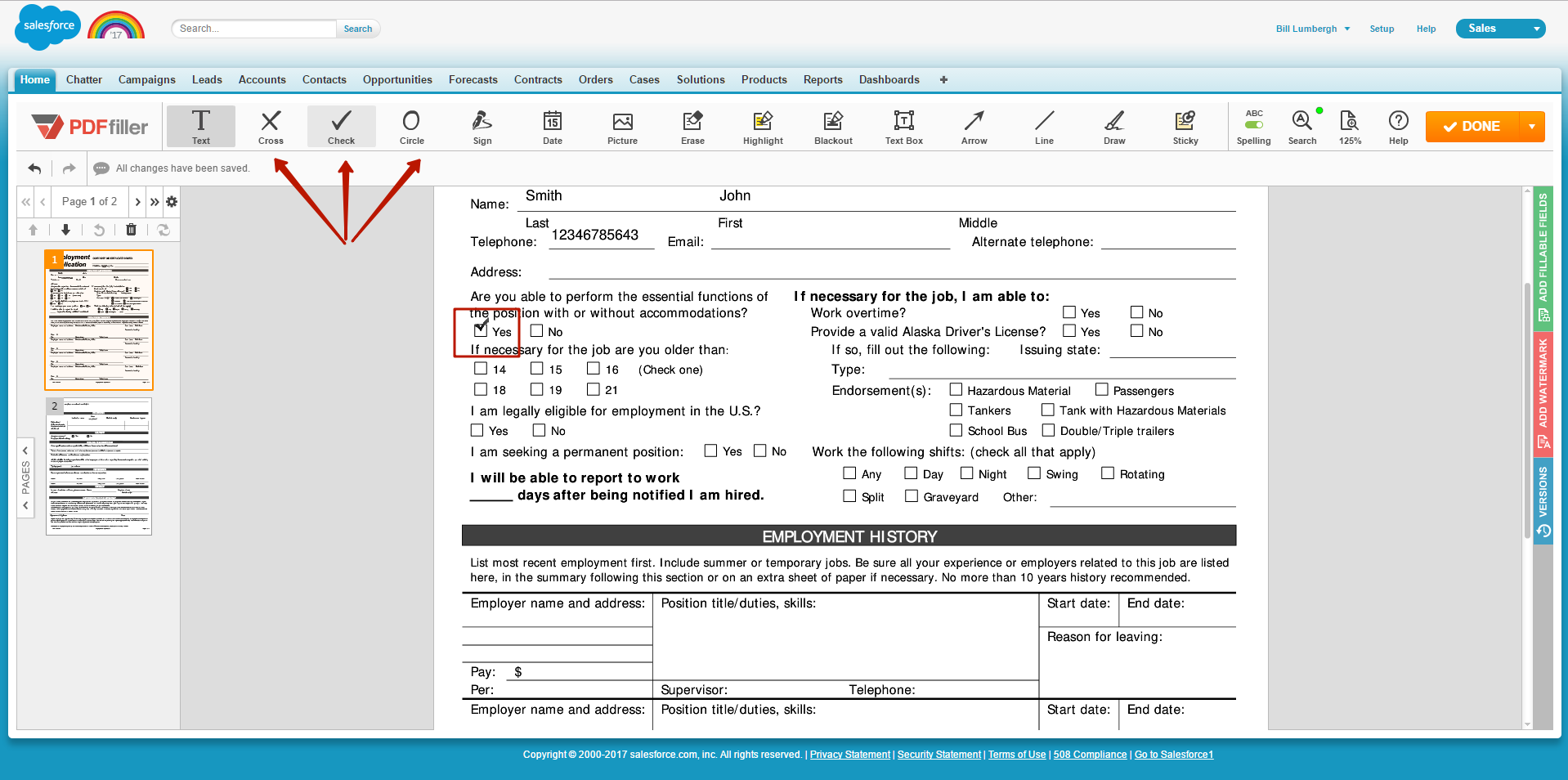 DaDaDocs integration with Salesforce account