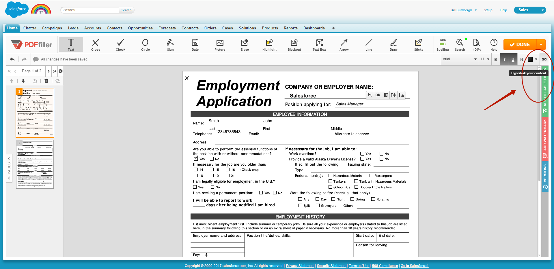 DaDaDocs for integration with Salesforce