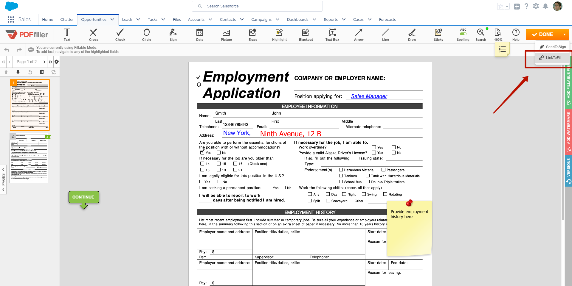 DaDaDocs integration with Salesforce account