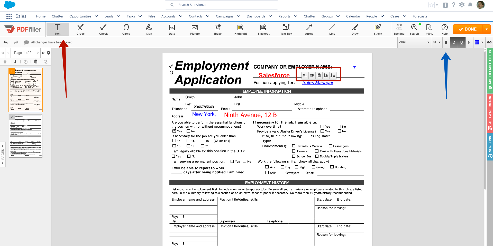 DaDaDocs integration with Salesforce account