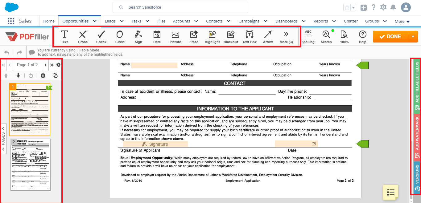 DaDaDocs integration with Salesforce account