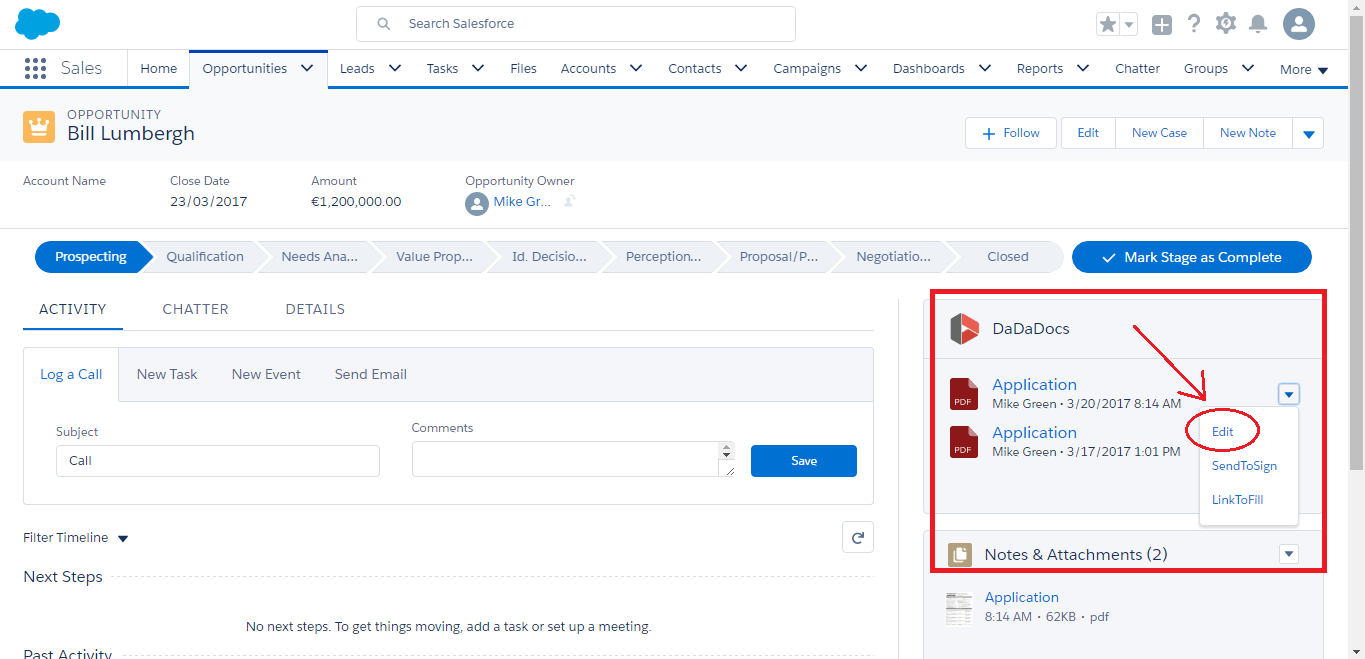 DaDaDocs integration with Salesforce
