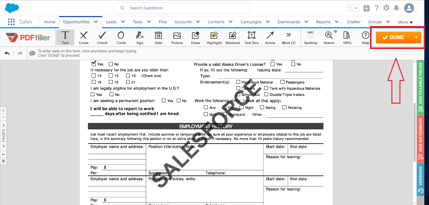 DaDaDocs Salesforce integration