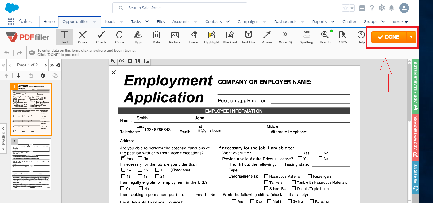 DaDaDocs Salesforce integration