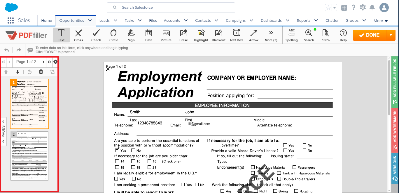 DaDaDocs for integration with Salesforce