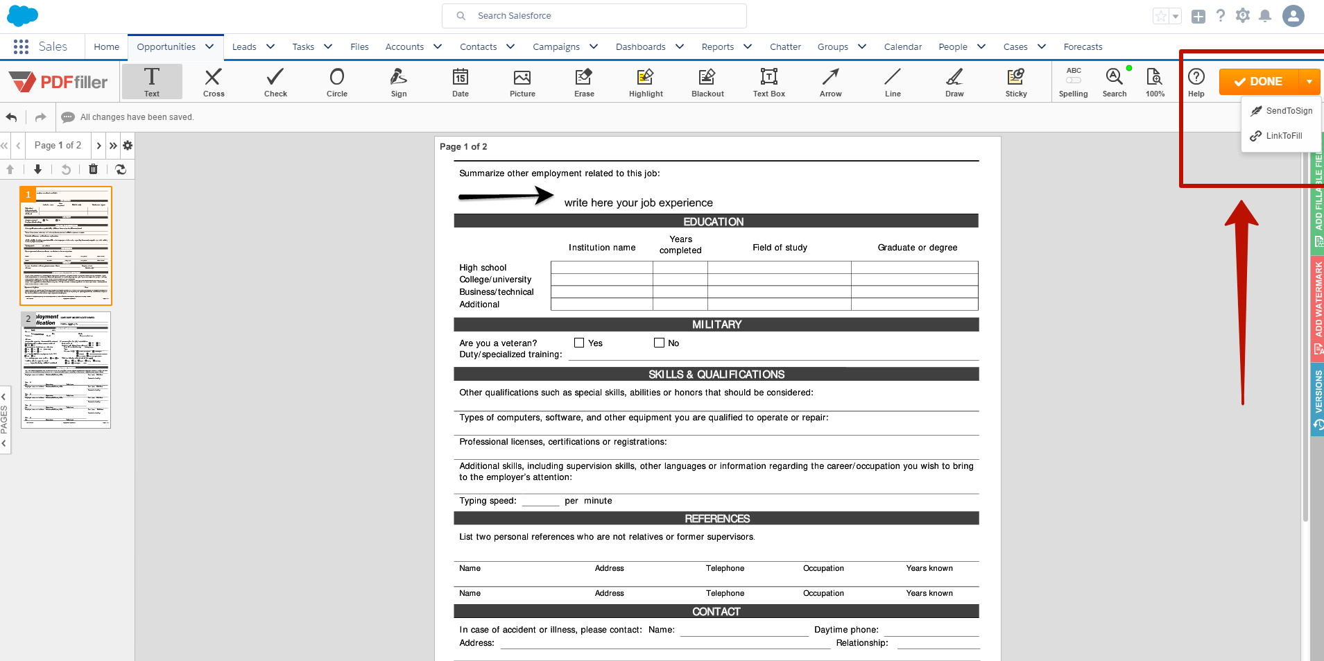 DaDaDocs integration with Salesforce account