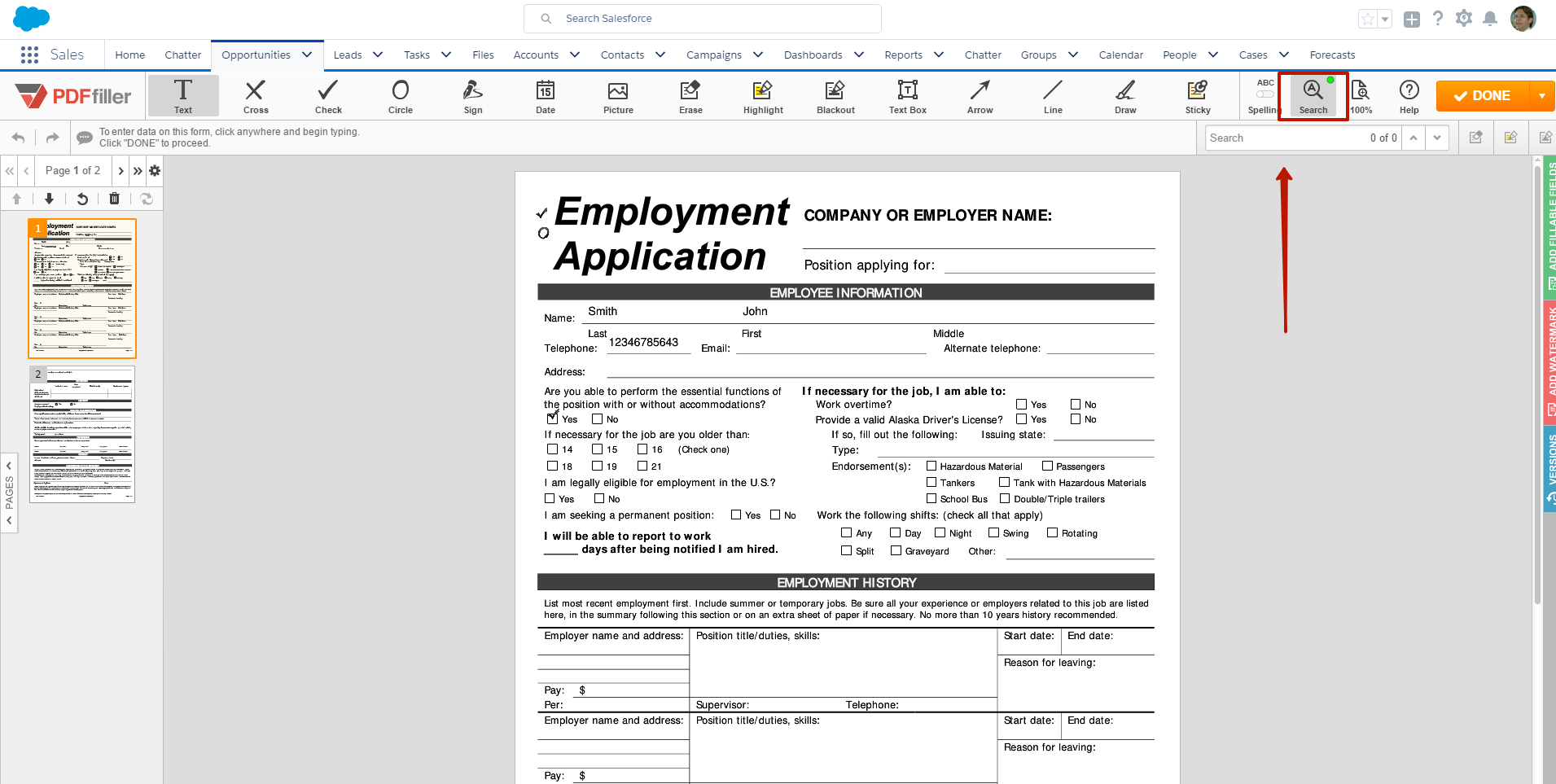 DaDaDocs integration with Salesforce account