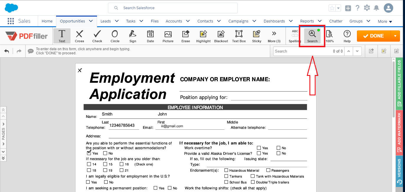 DaDaDocs integration with Salesforce account