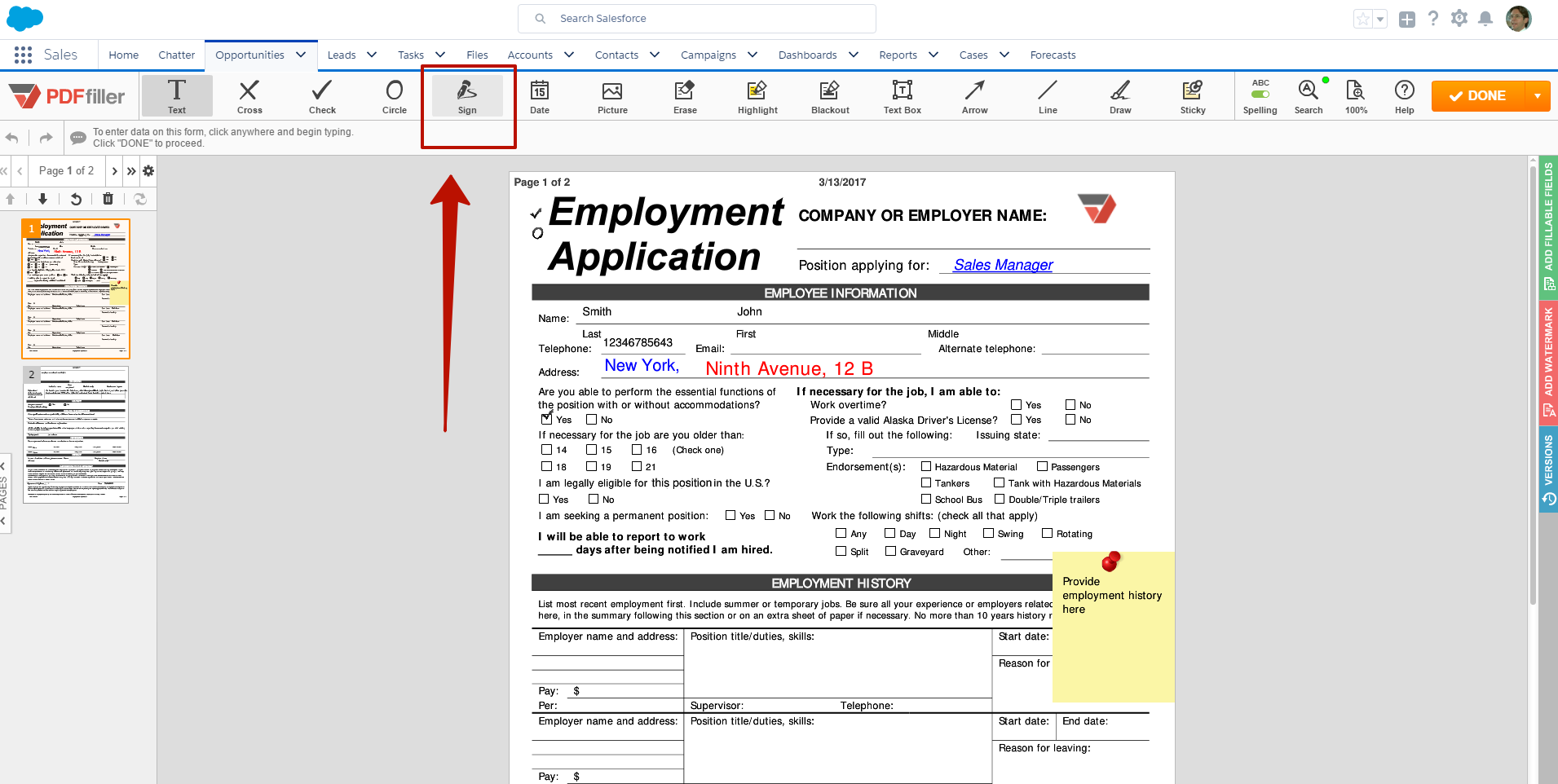 DaDaDocs integration with Salesforce account