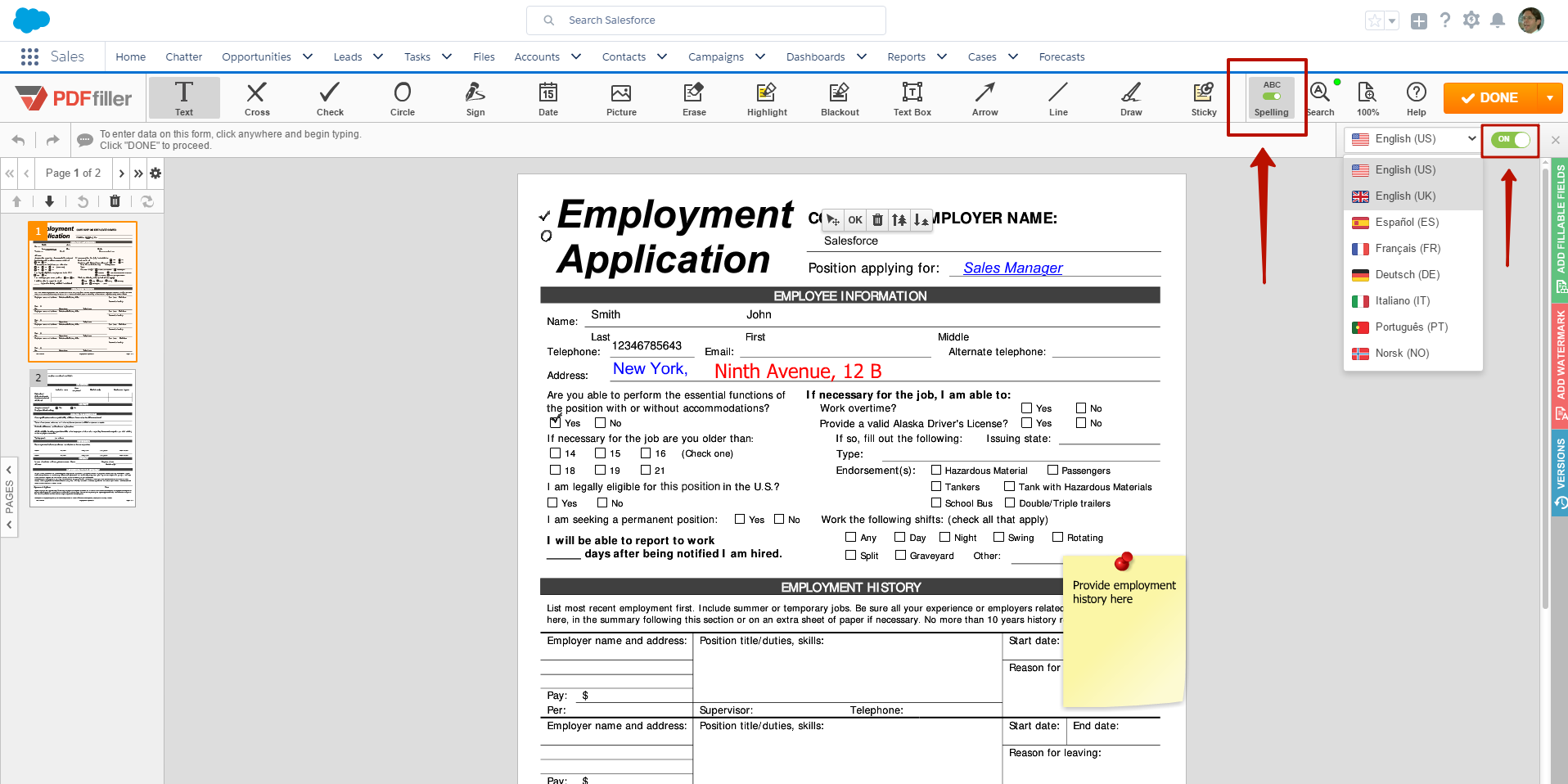 DaDaDocs integration with Salesforce account