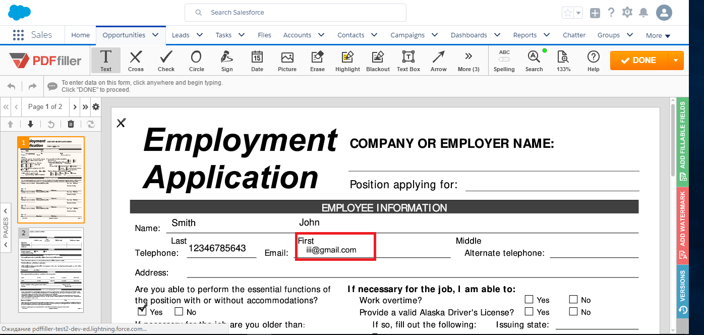 DaDaDocs integration with Salesforce