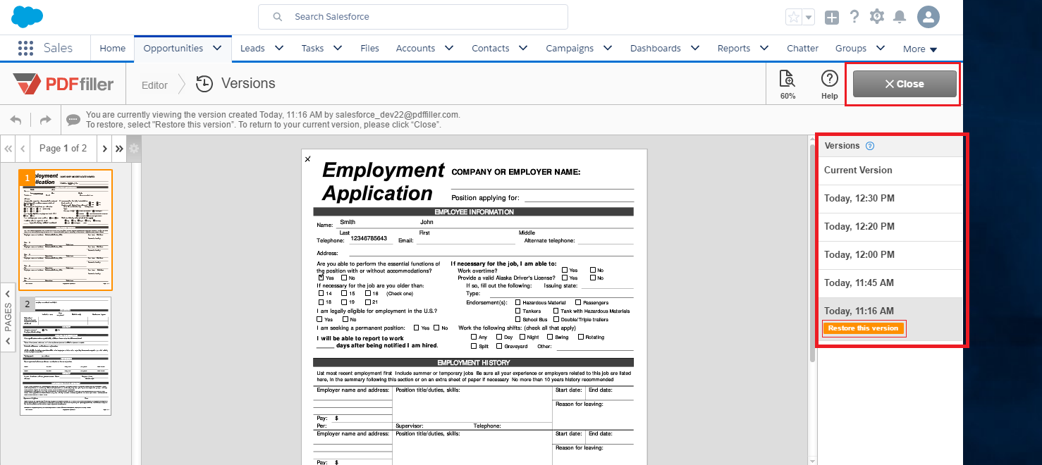DaDaDocs for integration with Salesforce
